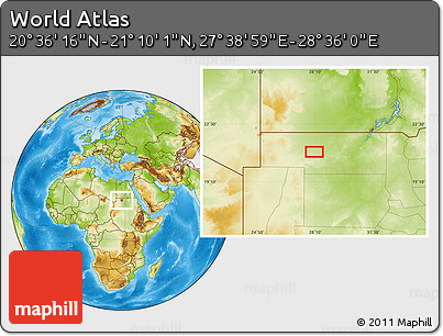 Physical Location Map of the Area around 20° 53' 8" N, 28° 7' 30" E