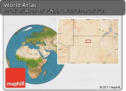 Satellite Location Map of the Area around 20° 53' 8" N, 28° 7' 30" E