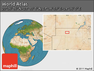 Satellite Location Map of the Area around 20° 53' 8" N, 28° 7' 30" E