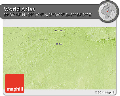 Physical 3D Map of the Area around 20° 53' 8" N, 28° 58' 30" E