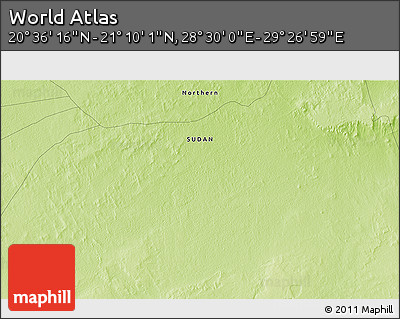 Physical 3D Map of the Area around 20° 53' 8" N, 28° 58' 30" E