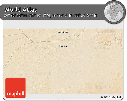 Satellite 3D Map of the Area around 20° 53' 8" N, 28° 58' 30" E