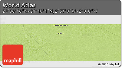 Physical Panoramic Map of the Area around 20° 53' 8" N, 2° 28' 30" W
