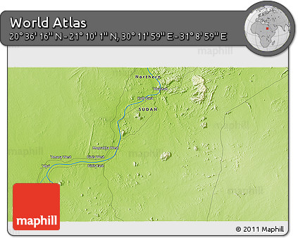 Physical 3D Map of the Area around 20° 53' 8" N, 30° 40' 29" E