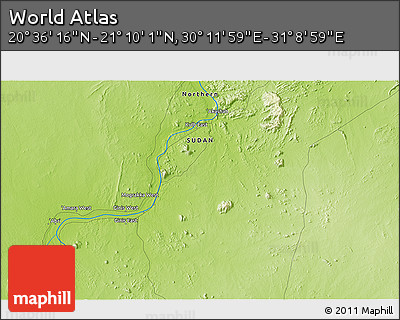 Physical 3D Map of the Area around 20° 53' 8" N, 30° 40' 29" E