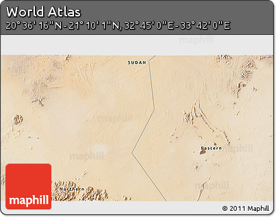 Satellite 3D Map of the Area around 20° 53' 8" N, 33° 13' 30" E