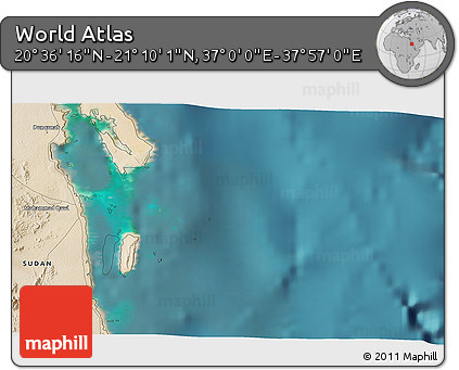 Satellite 3D Map of the Area around 20° 53' 8" N, 37° 28' 30" E