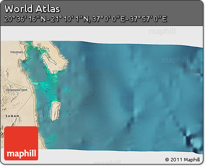 Satellite 3D Map of the Area around 20° 53' 8" N, 37° 28' 30" E