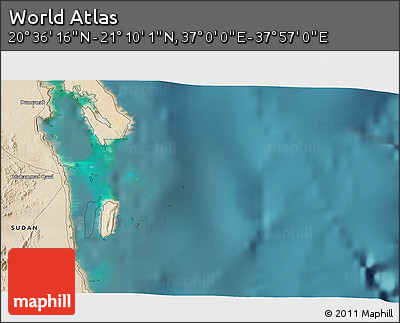 Satellite 3D Map of the Area around 20° 53' 8" N, 37° 28' 30" E