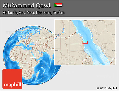Shaded Relief Location Map of Muḩammad Qawl