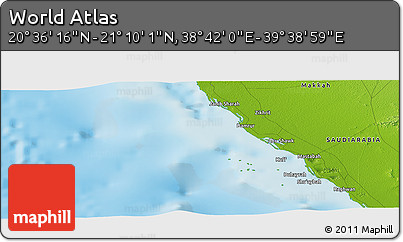 Physical Panoramic Map of the Area around 20° 53' 8" N, 39° 10' 29" E