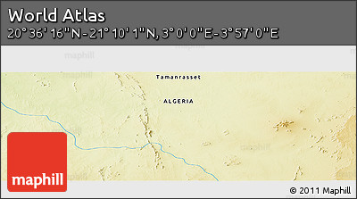 Physical Panoramic Map of the Area around 20° 53' 8" N, 3° 28' 30" E