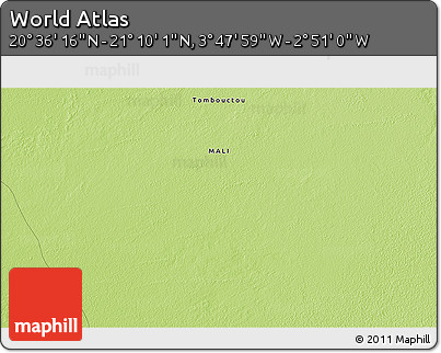 Physical 3D Map of the Area around 20° 53' 8" N, 3° 19' 30" W