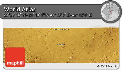 Physical Panoramic Map of the Area around 20° 53' 8" N, 41° 43' 30" E