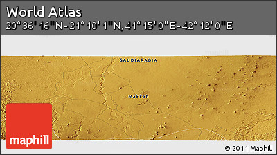 Physical Panoramic Map of the Area around 20° 53' 8" N, 41° 43' 30" E