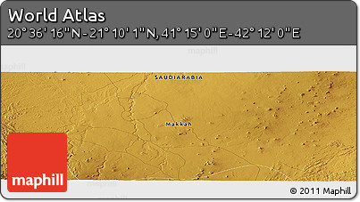 Physical Panoramic Map of the Area around 20° 53' 8" N, 41° 43' 30" E