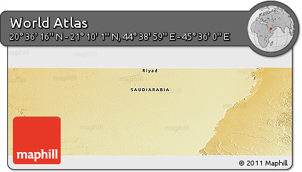 Physical Panoramic Map of the Area around 20° 53' 8" N, 45° 7' 30" E