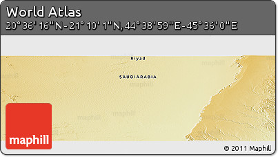 Physical Panoramic Map of the Area around 20° 53' 8" N, 45° 7' 30" E