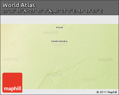 Physical 3D Map of the Area around 20° 53' 8" N, 46° 49' 30" E