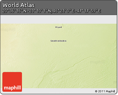 Physical 3D Map of the Area around 20° 53' 8" N, 46° 49' 30" E