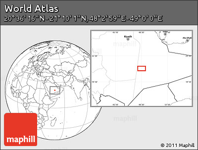 Blank Location Map of the Area around 20° 53' 8" N, 48° 31' 29" E