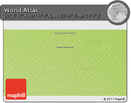 Physical 3D Map of the Area around 20° 53' 8" N, 49° 22' 30" E