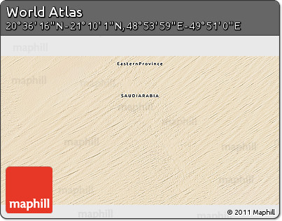 Satellite 3D Map of the Area around 20° 53' 8" N, 49° 22' 30" E