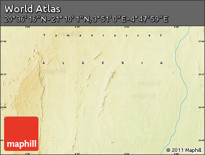 Physical Map of the Area around 20° 53' 8" N, 4° 19' 30" E