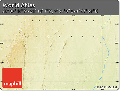 Physical Map of the Area around 20° 53' 8" N, 4° 19' 30" E