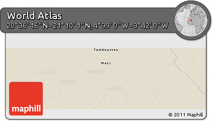 Shaded Relief Panoramic Map of the Area around 20° 53' 8" N, 4° 10' 30" W
