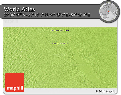 Physical 3D Map of the Area around 20° 53' 8" N, 50° 13' 30" E