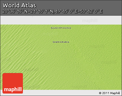 Physical 3D Map of the Area around 20° 53' 8" N, 50° 13' 30" E