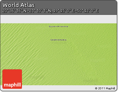 Physical 3D Map of the Area around 20° 53' 8" N, 50° 13' 30" E