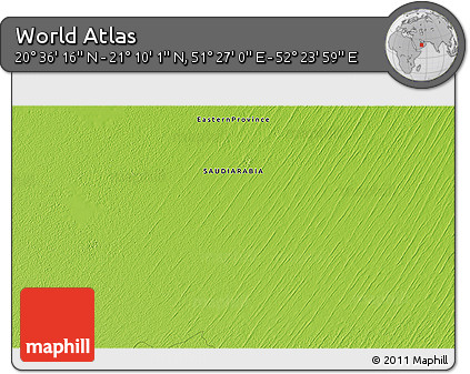 Physical 3D Map of the Area around 20° 53' 8" N, 51° 55' 29" E