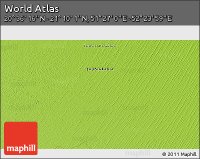 Physical 3D Map of the Area around 20° 53' 8" N, 51° 55' 29" E