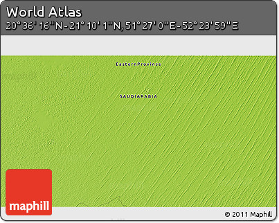 Physical 3D Map of the Area around 20° 53' 8" N, 51° 55' 29" E