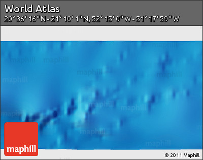 Physical 3D Map of the Area around 20° 53' 8" N, 51° 46' 29" W