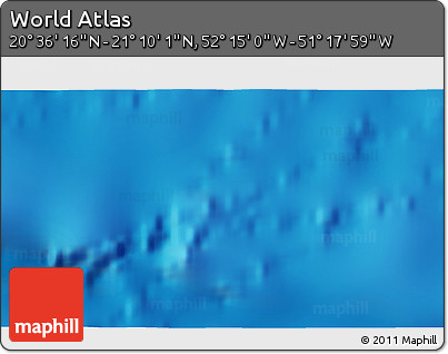 Physical 3D Map of the Area around 20° 53' 8" N, 51° 46' 29" W
