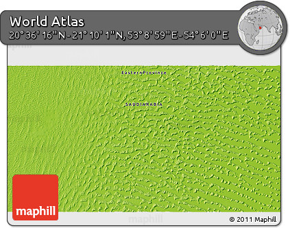 Physical 3D Map of the Area around 20° 53' 8" N, 53° 37' 30" E