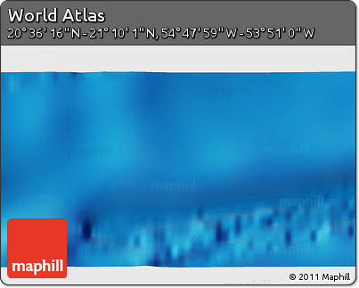 Physical 3D Map of the Area around 20° 53' 8" N, 54° 19' 30" W