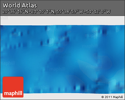 Physical 3D Map of the Area around 20° 53' 8" N, 55° 10' 29" W