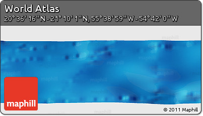 Physical Panoramic Map of the Area around 20° 53' 8" N, 55° 10' 29" W