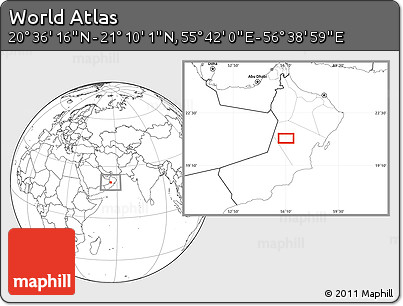 Blank Location Map of the Area around 20° 53' 8" N, 56° 10' 29" E