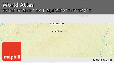 Physical Panoramic Map of the Area around 20° 53' 8" N, 5° 10' 30" E
