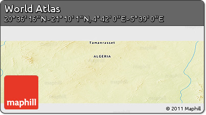 Physical Panoramic Map of the Area around 20° 53' 8" N, 5° 10' 30" E