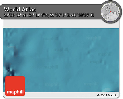 Satellite 3D Map of the Area around 20° 53' 8" N, 60° 25' 29" E