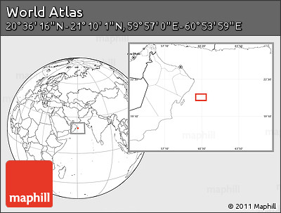 Blank Location Map of the Area around 20° 53' 8" N, 60° 25' 29" E