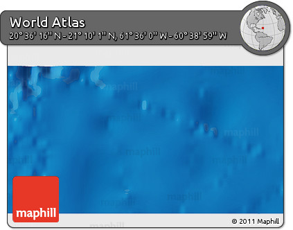 Physical 3D Map of the Area around 20° 53' 8" N, 61° 7' 30" W