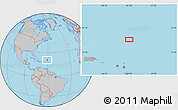 Gray Location Map of the area around 20° 53' 8" N, 61° 7' 30" W