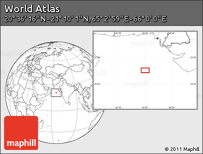 Blank Location Map of the Area around 20° 53' 8" N, 65° 31' 30" E